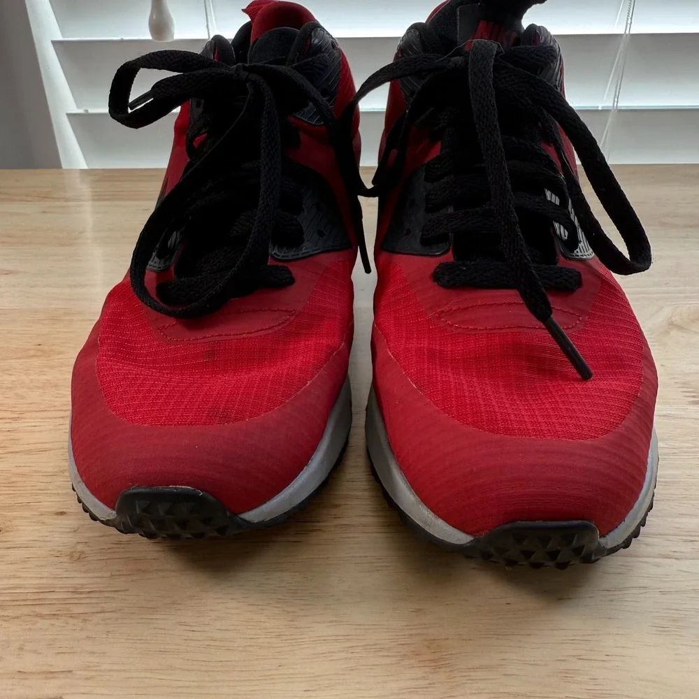 Nike‎ Air Max 90 Mid Sneakers Men's Red Black Lace-Up Casual High Top Athletic 7